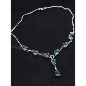 Dazzling Silver Necklace with Multicolor Stones
